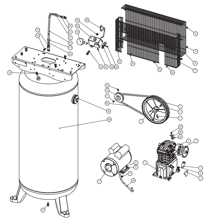 Section Diagram and Parts List for VT6195  Campbell Hausfeld Compressor